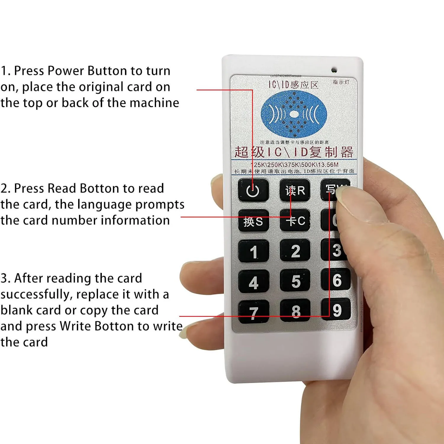 RFID 125 Khz 13.56 MHZ เครื่องถ่ายเอกสาร Duplicator Cloner แบบพกพา NFC IC Card Reader & Writer Access Control Card tag Duplicator