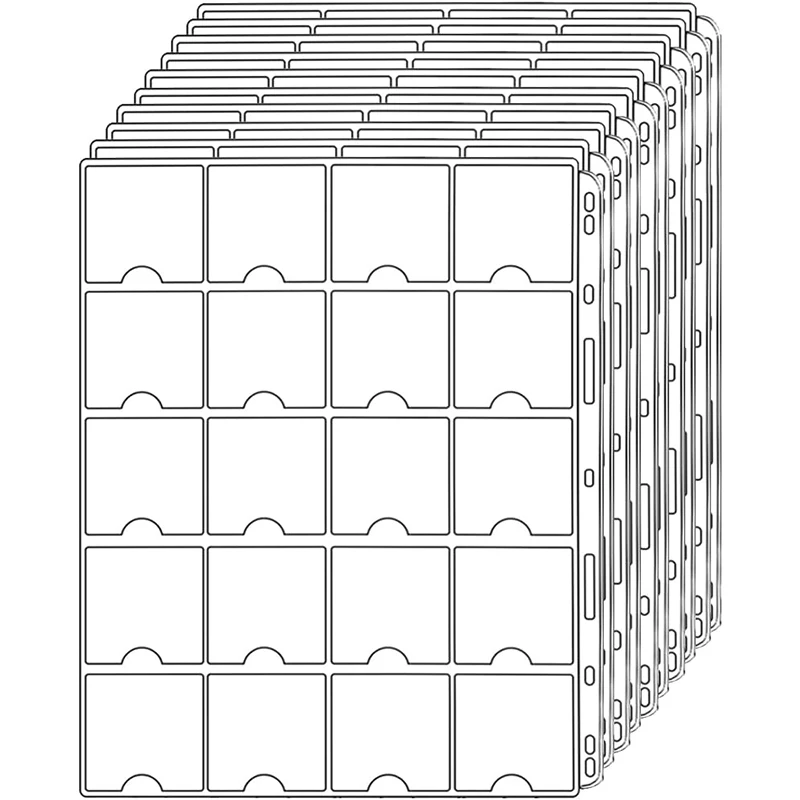 10 шт. карманные страницы для монет для 5x5 см (2 "x 2") стандартные держатели для сбора монет с 9 отверстиями 20 карманов для большинства размеров монет
