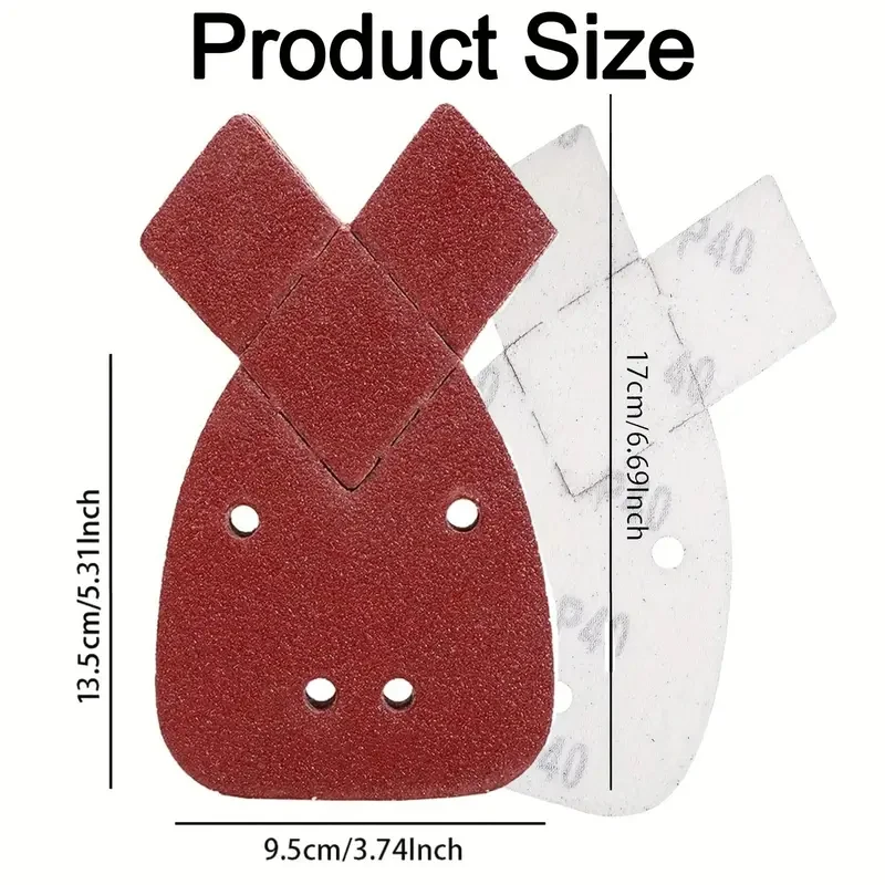 15/70Pcs Triangle 4 Hole Mouse Detail Sandpaper with 2 Extra Tipped Hook & Loop Combo 60/80/120/180/240/320/400 Grit