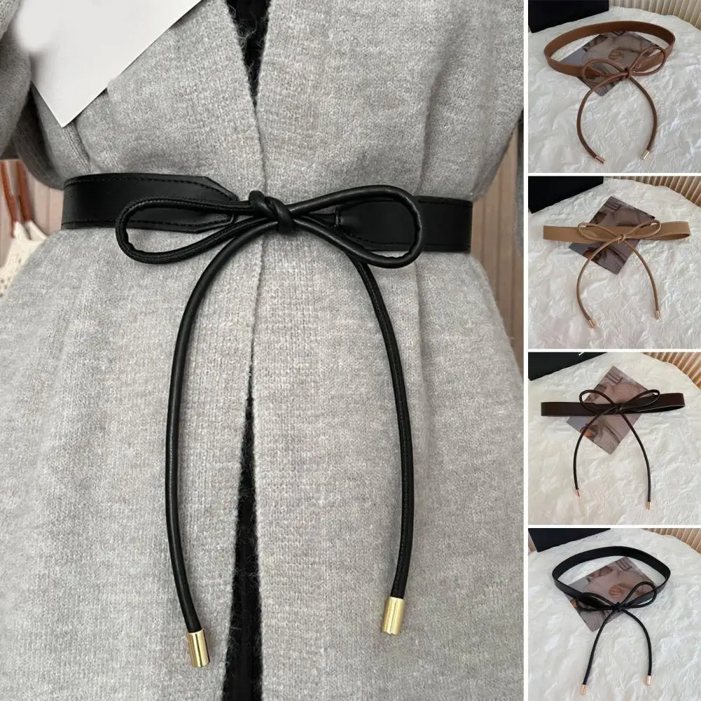 Cinturón de mujer resistente al desgaste, cinturón ajustable de piel sintética con cordones para mujer, suéter, vestido, abrigo estrecho para decoración