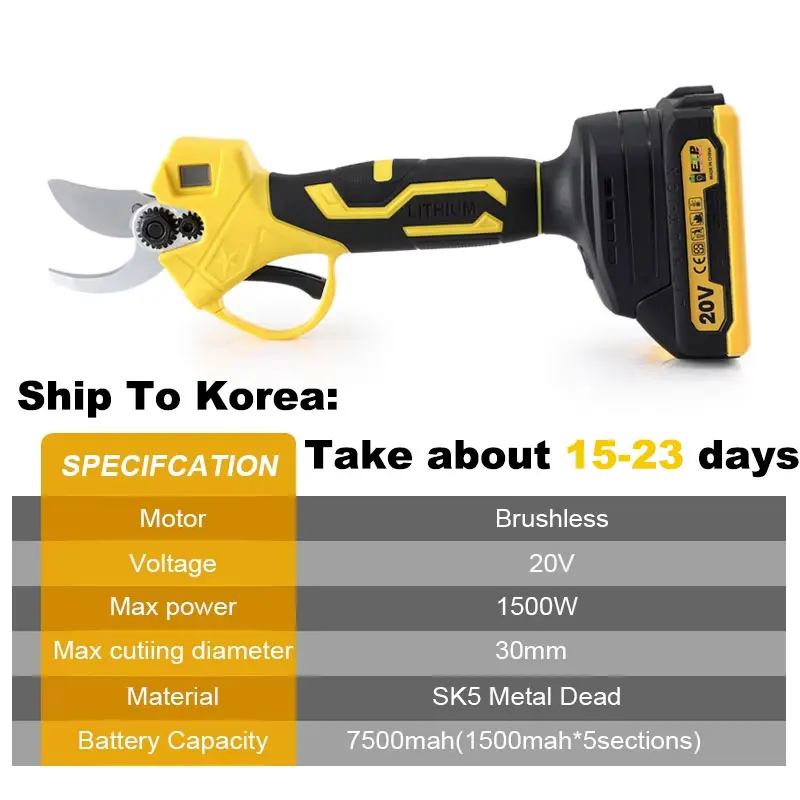 BABEQ 30mm 브러시리스 전기 가지 치기 가위 과일 나무 정원 도구 Makita 18V 배터리 용 2 기어 무선 전기 가위