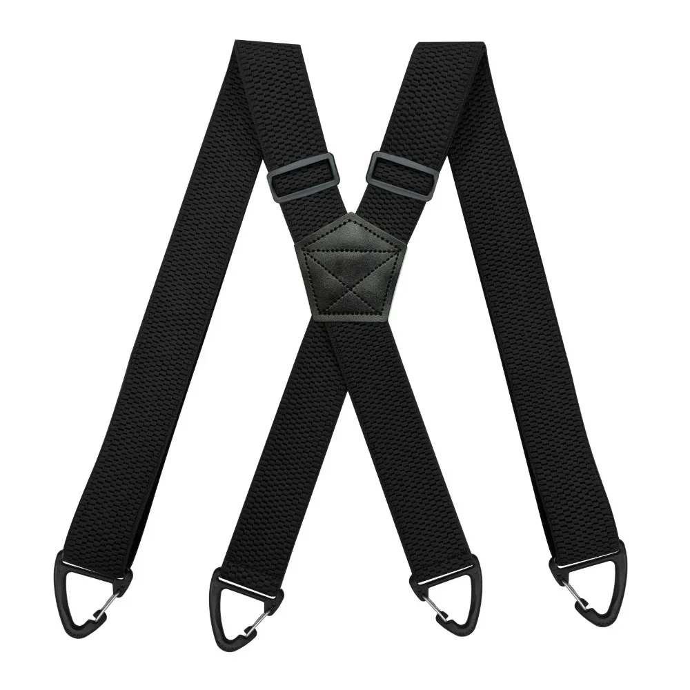 Heavy Duty Suspenders for Men Work Outdoor Biker 3.8cm Wide X-Back with 4 Snap Hook Adjustable Elastic Trouser Braces Strap Belt