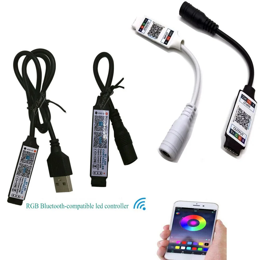 DC5-24V USB/DC Mini Bluetooth-Tương Thích Điện Thoại Thông Minh Ứng Dụng Điều Khiển Điều Khiển Không Dây Cho 5050 3528 RGB Dây Đèn LED ánh Sáng