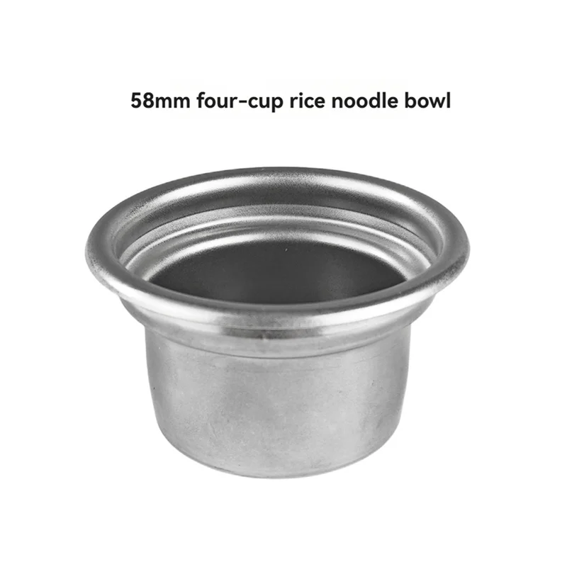 B58B-filtros de café reutilizables, cesta de filtro con mango para máquina de café, cuenco para polvo de cuatro tazas de 58MM, acero inoxidable