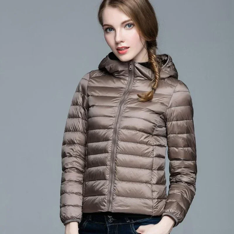Women's White Duck Down Jacket, Ultra-light, Warm, Portable Outerwear, Plus Coat, Winter