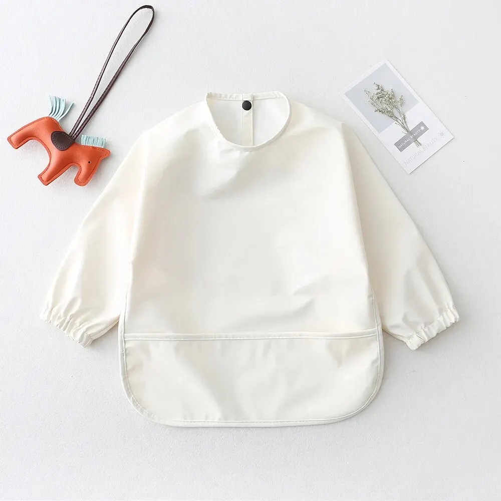 สีทึบเด็ก Bibs แขนยาวเด็กทารกเด็กหญิง Bib ผ้ากันเปื้อนทําความสะอาดง่ายเด็กกันน้ํา Art Smocks