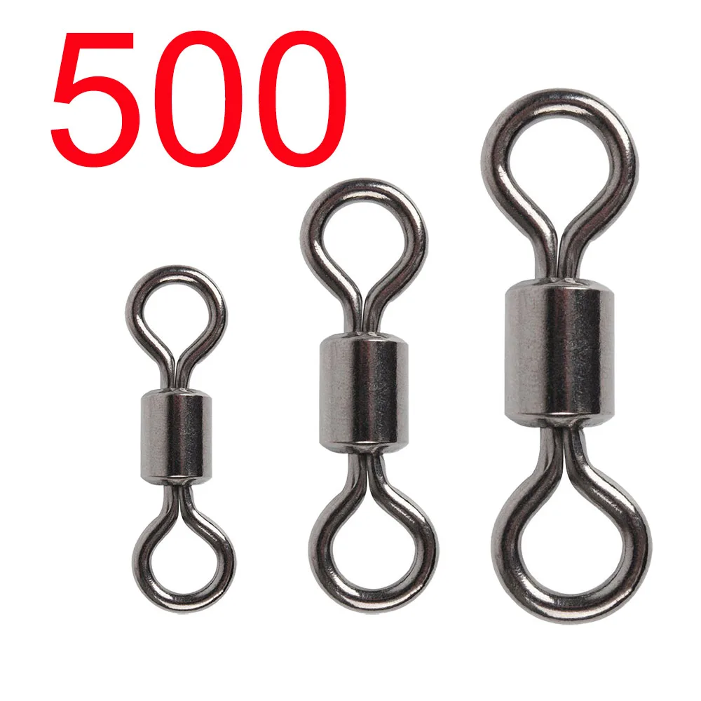 500 pz Cuscinetto Girevole Connettore Da Pesca In Acciaio Inox Accessori Per la Pesca Alla Carpa A Scatto Amo Richiamo Anello Solido Girevole Attrezzatura