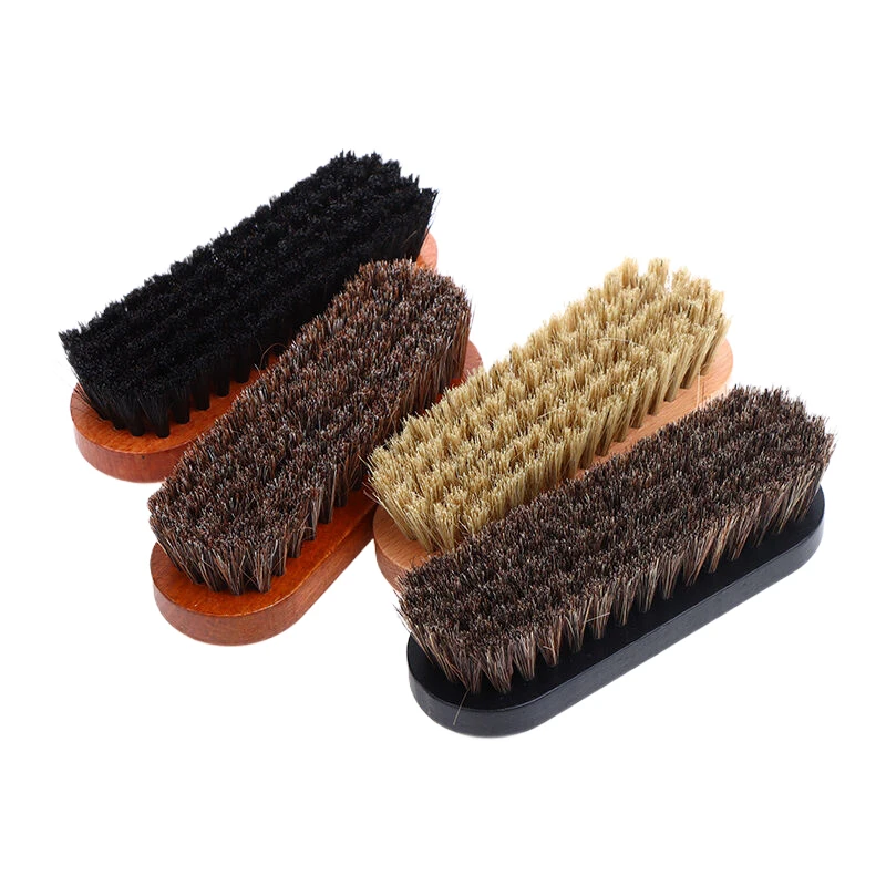 1PC Handle Dashboard รายละเอียดขัดและทําความสะอาดแปรงผมม้าแปรงไม้หนังรองเท้าและทําความสะอาดรองเท้าแปรง