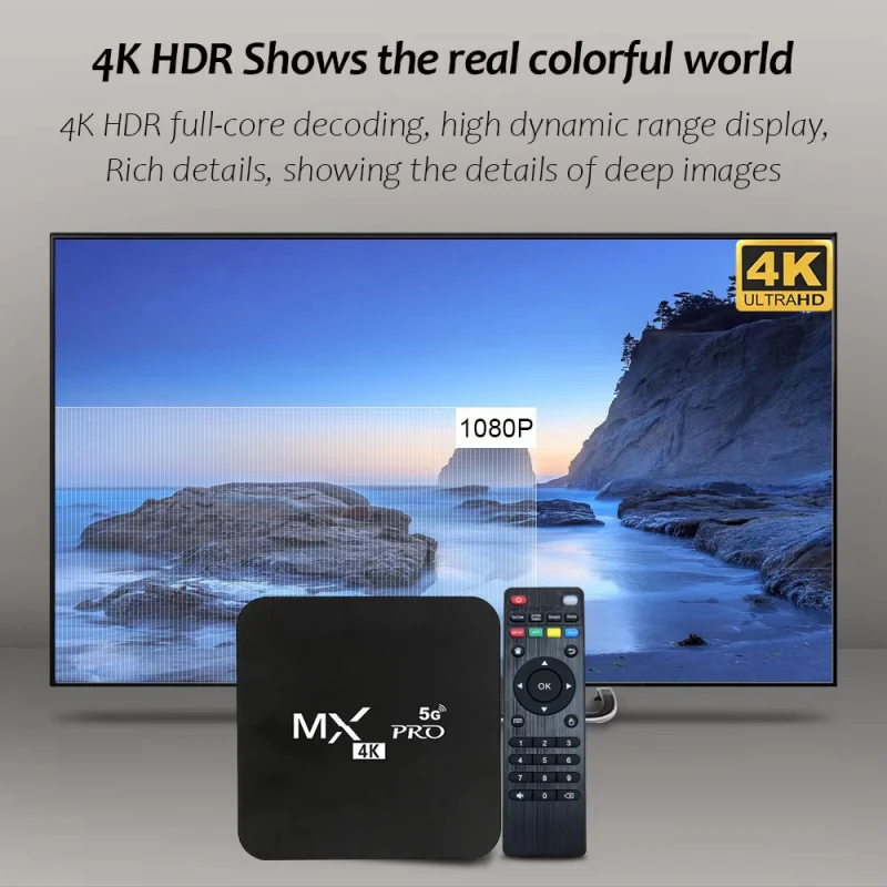 MX-PRO TV Box 8GB 128GB Android 11 Soporte 4k HD 4G 5G WiFi dual Amlogic S905 Quad-Core H.256 3D iptv