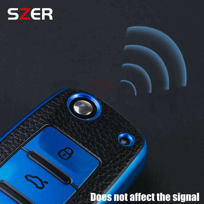 Couro TPU Car Key Case, Capa para Volkswagen VW Polo Golf Passat Tiguan Beetle Caddy T5 Up Eos Skoda Octavia Seat Leon Altea