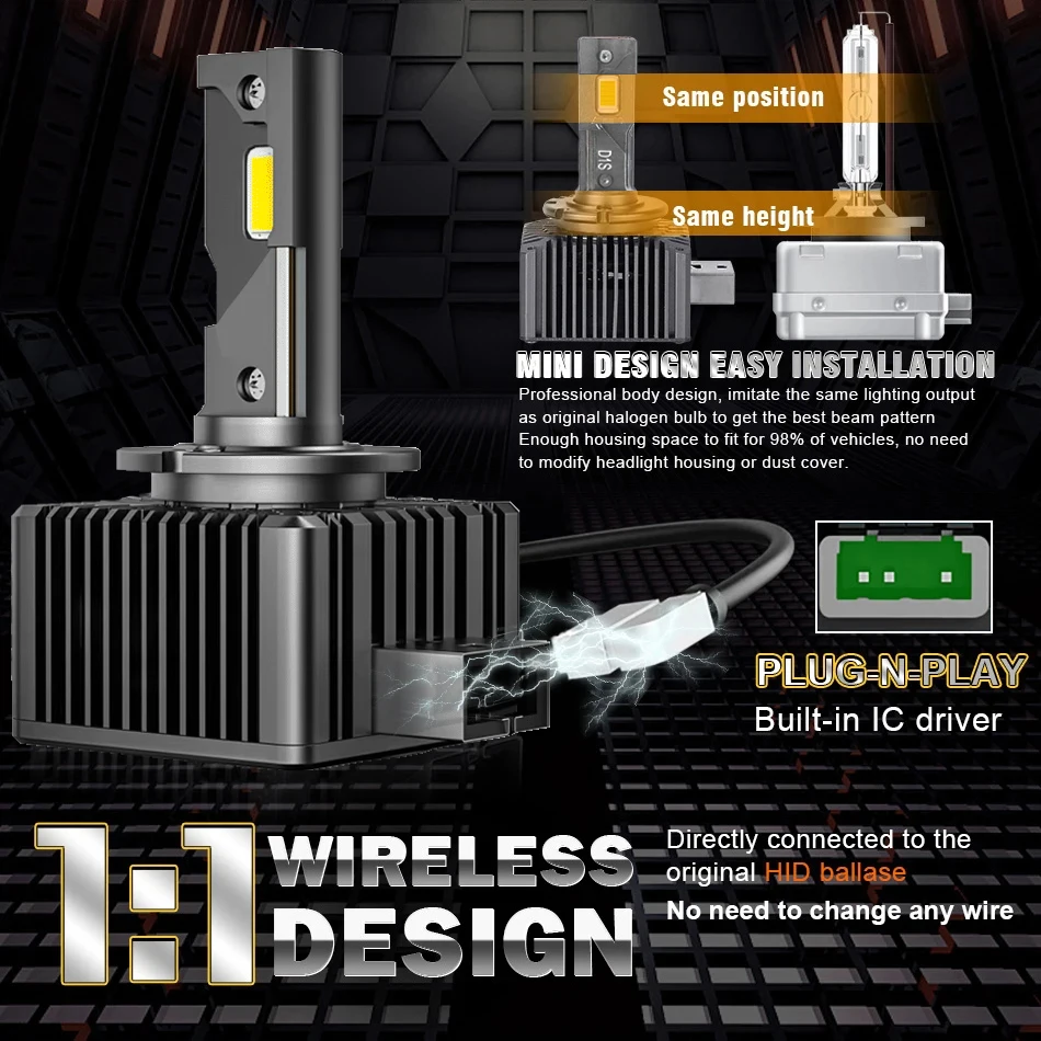 D1S D3S Faro LED Canbus 1000W 1500000 LM D4S D2S D8S bombillas automáticas de dos caras D1R D2R D3R D4R lámpara de coche xenón HID 6000K 12V 24V