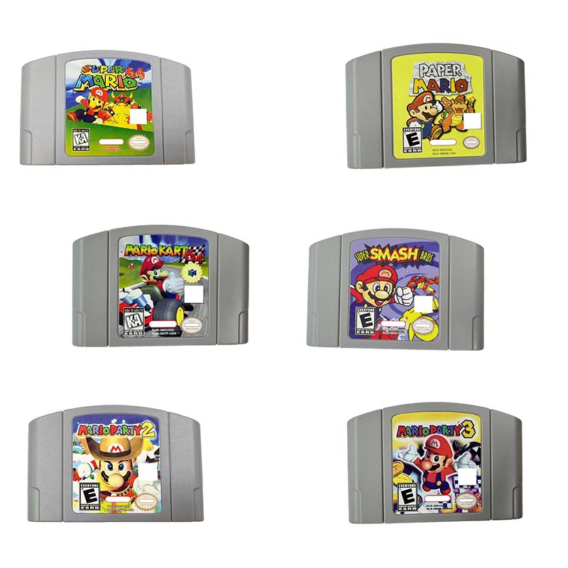N64 USA Version 64 Bit Console Video Games Cartridge Mario Bros Series Yoshis Luigi Kart Party Paper Hobby Collection Gifts Toys