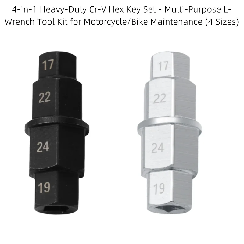 Kit de ferramentas para reparo de motocicleta, eixo hexagonal 4 em 1, resistente, 3/8 ", aço cr-v antiferrugem para soquetes 17/19/22/24mm, moto profissional
