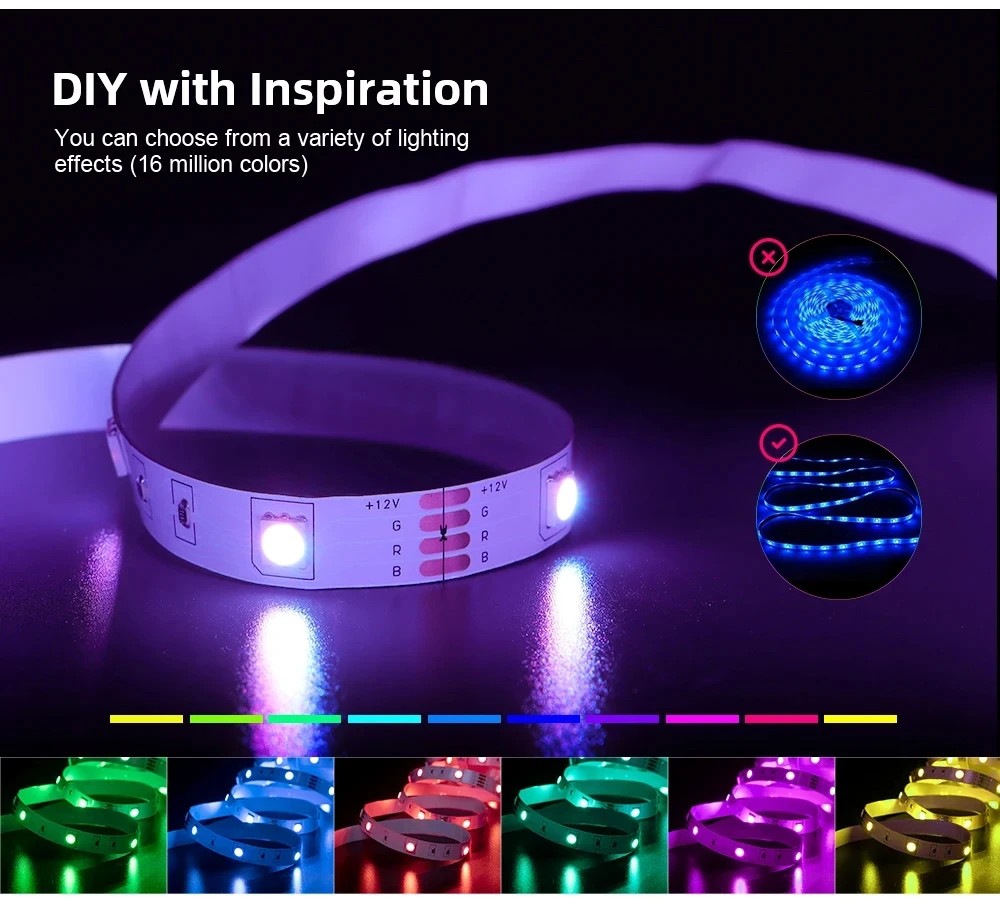 Tira de Luces LED RGB con WiFi Tuya, luces Led que cambian de Color 5050, cinta Flexible Alexa, Luces para retroiluminación de TV USB de 5V, decoración de habitación