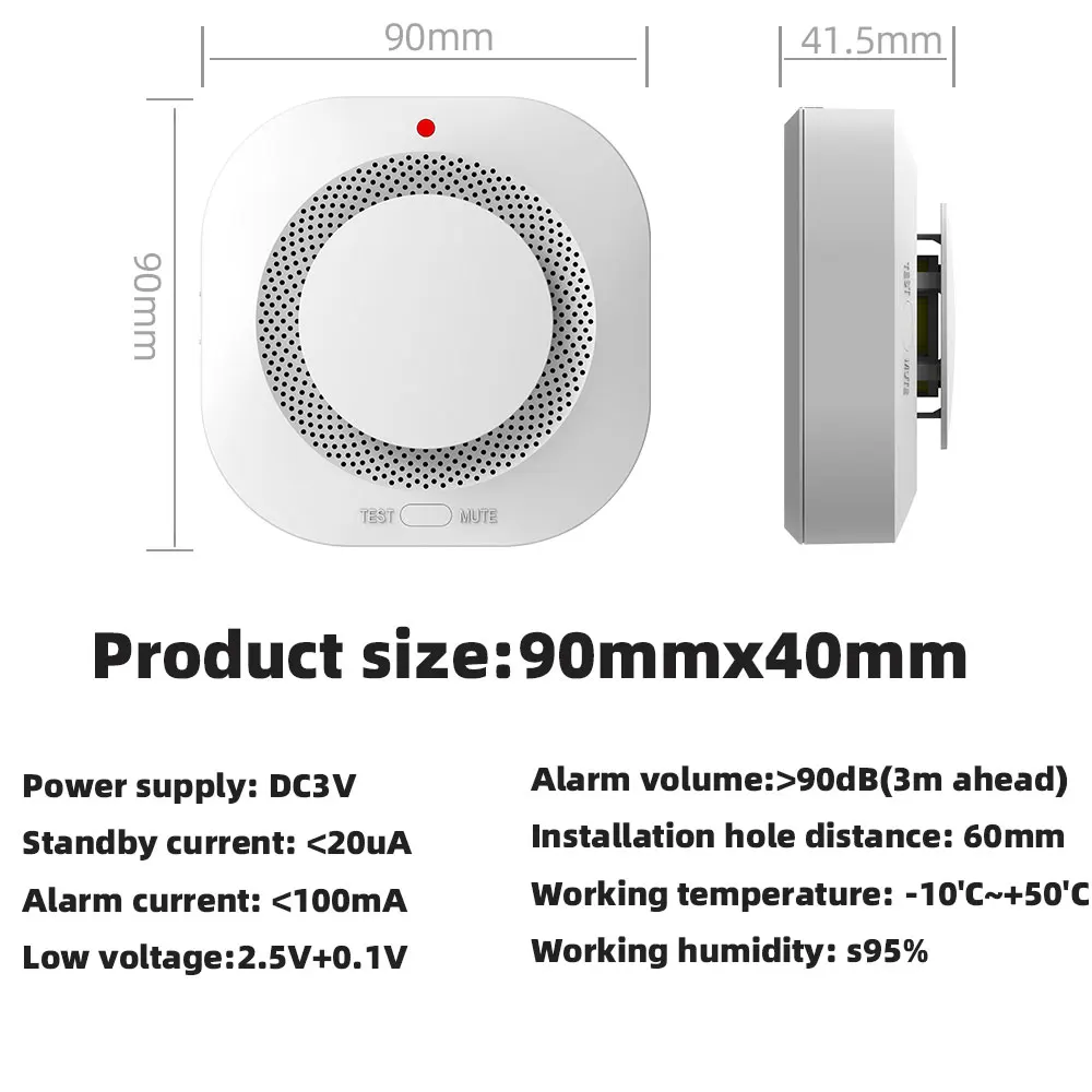 PGST Tuya Smart Zigbee Smoke Sensor Smoke Detector Sensor Home Security For Security System Via Smart Life APP