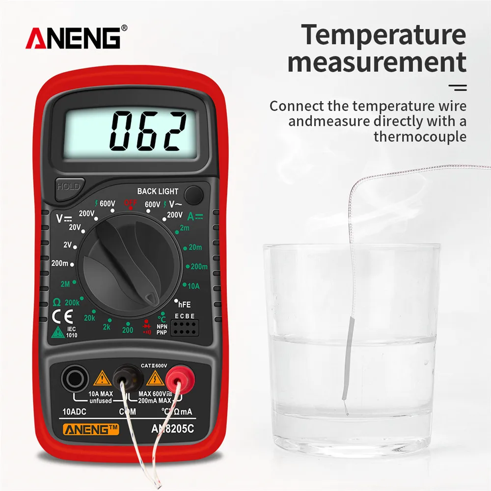ANENG AN8205C สมาร์ทเครื่องทดสอบมัลติมิเตอร์ Ohmmer การทดสอบแรงดันไฟฟ้าแบบพกพาแรงดันไฟฟ้าเครื่องมือ Multimetro