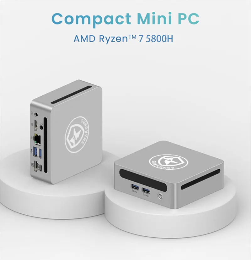 Mini Computer AMD Ryzen7 5800H Mini PC Windows 11 Pro 256GB/512GB/1TB PCIE M.2 SSD 8GB/16GB/32GB DDR4 WiFi6 BT5.2 Small computer
