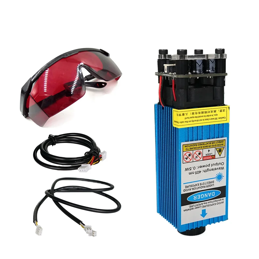 500mW 405NM 12V โมดูลเลเซอร์สีม่วงสีฟ้าปรับโฟกัสเลเซอร์ TTL PWM ควบคุมแว่นตาสําหรับเลเซอร์แกะสลัก