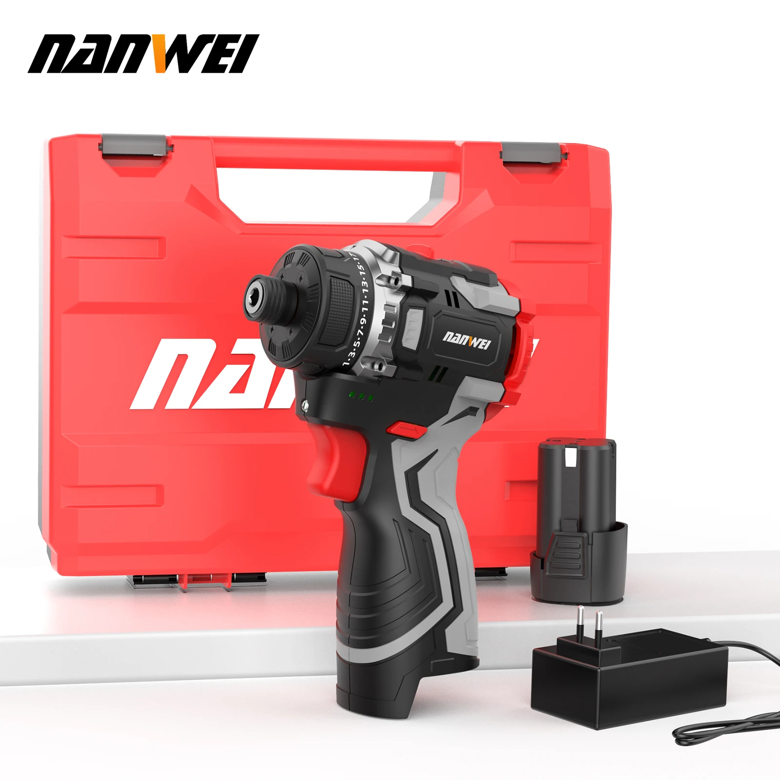 Taladro inalámbrico de iones de litio NANWEI de 16,8 V, destornillador inalámbrico con controlador de doble velocidad sin escobillas Universal de mano