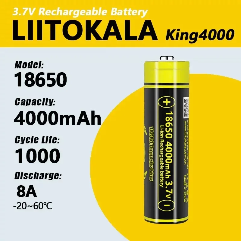 1-20 шт. LiitoKala Lii-King4000 аккумулятор высокой емкости 18650 4000 мАч, оригинальные аккумуляторы 3,6 В для фонарика