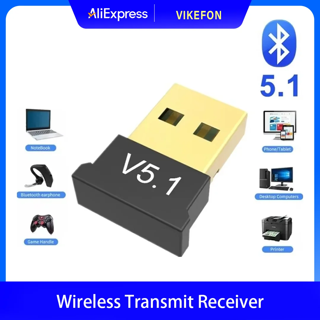 MINI USB Bluetooth 5.1 Dongle Adattatore per PC Laptop Mouse Tastiera Tablet Telefono Stampante Gioco Altoparlante Trasmissione Wireless Ricevitore