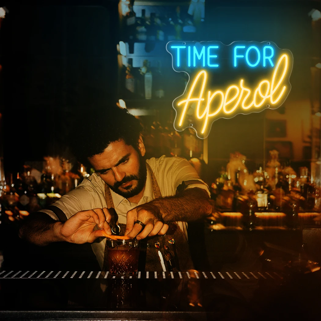 Insegne al neon Time For Aperol Lettere luminose a LED per cocktail Bar Ristorante Bistro Club Bevande Bar Decorazione murale della stanza delle feste