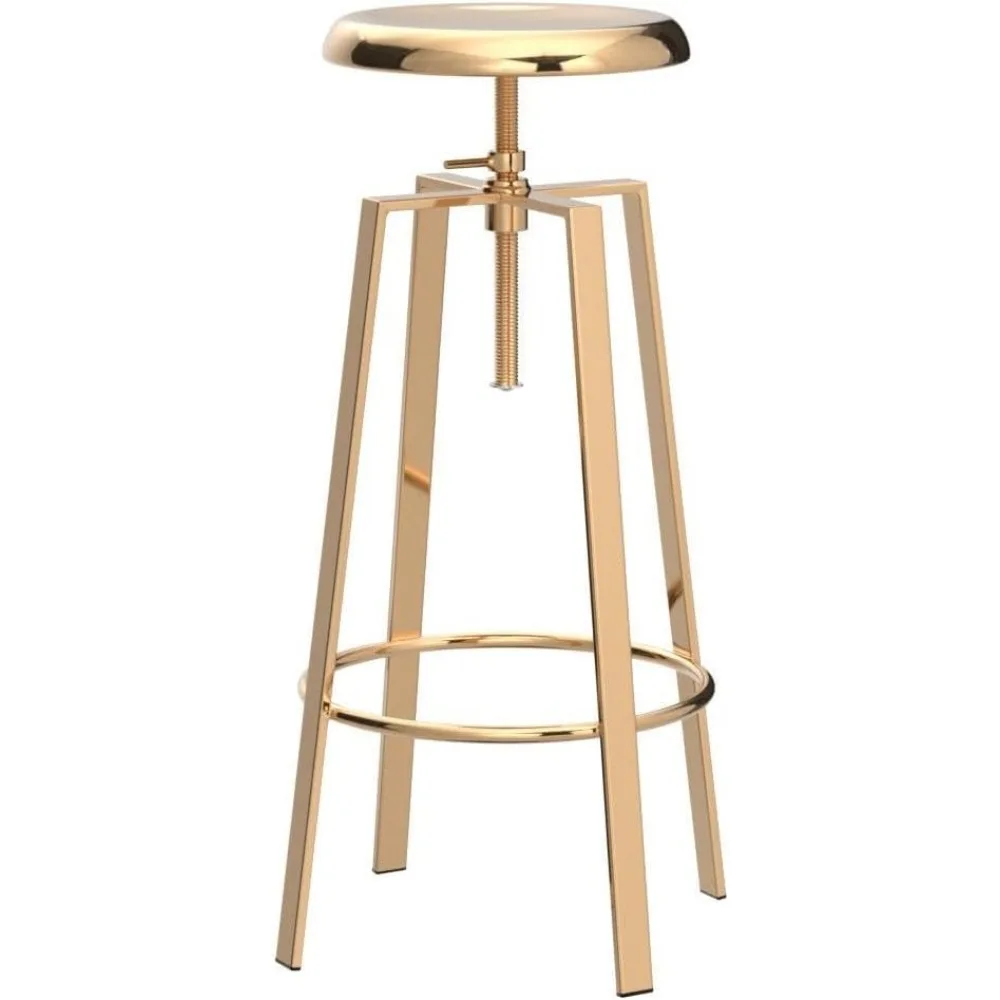 Atlas Industrial Bar Stools Set of 2, Adjustable Swivel Four Legged Round Metal Barstools