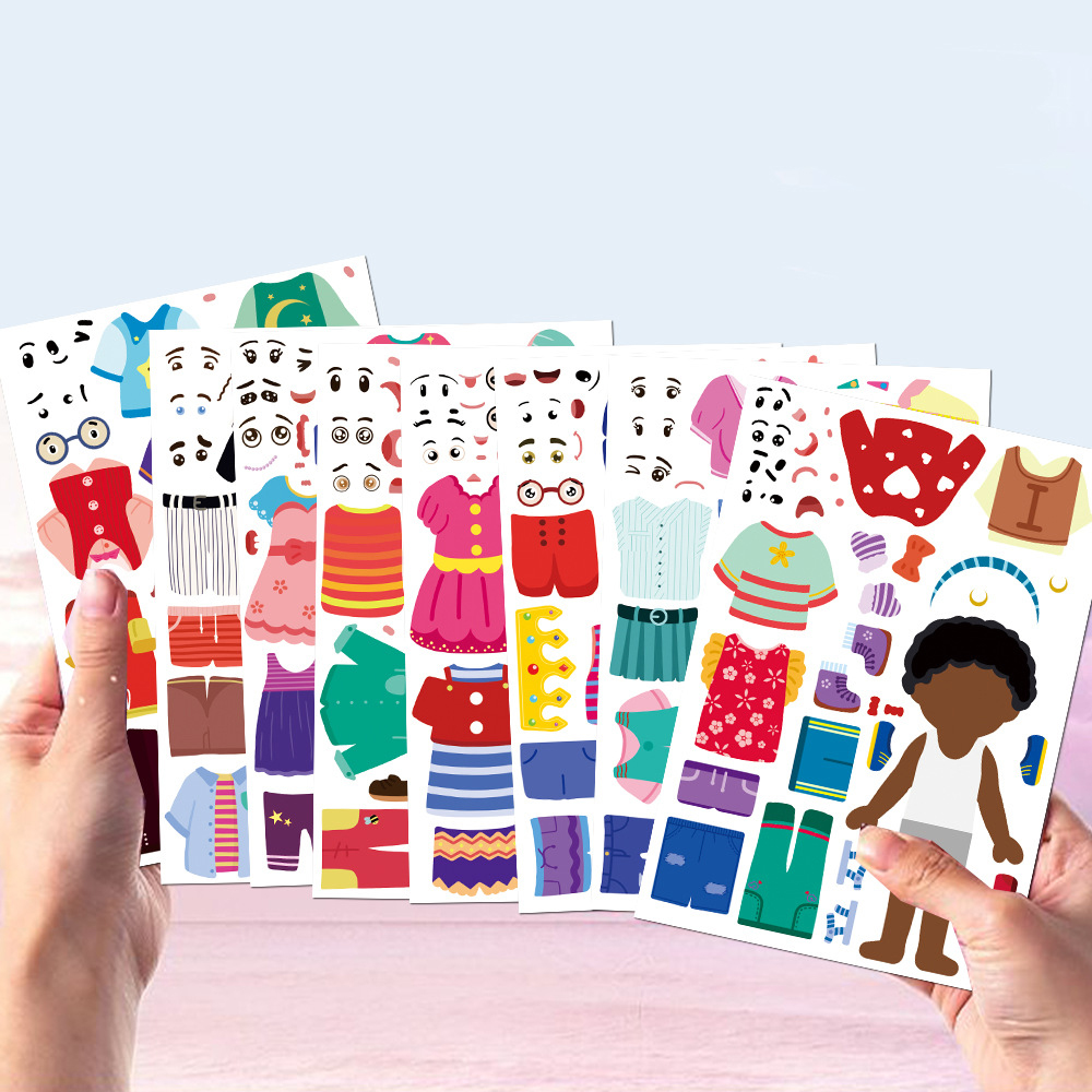 8/16/32PCS Grappige kinderverkleedpuzzelstickers Leuke cartoon Creatief plezier Kinderpuzzel Accountmateriaal Waterdichte sticker