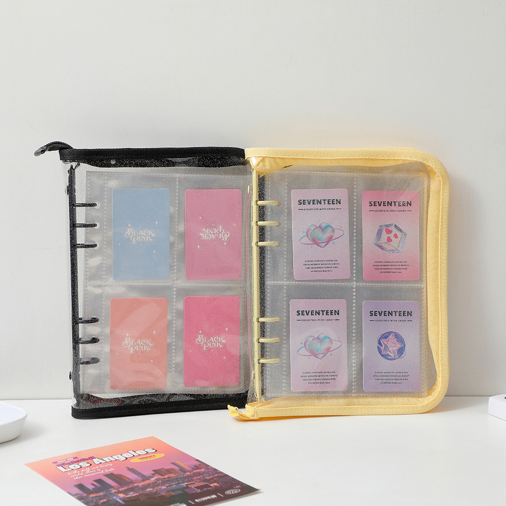 ジッパーアルバム A5 バインダー 10 シート Kpop Photocard 収集ブックフォトカードオーガナイザーノートブック 10 個スリーブ学校文具