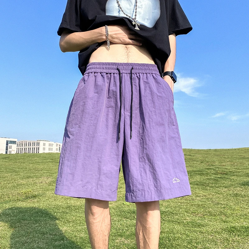 Calções masculinos calças verão casual shorts calças com cordão macacão all-match coreano simples calças largas tendência moda masculina