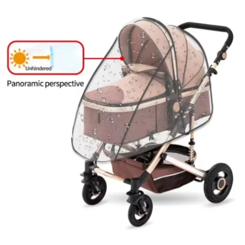 Universele waterdichte regenhoes voor kinderwagens Kinderwagenaccessoires Transparante stofkap Open ritssluiting Paraplu Regenachtig seizoen Waterdicht