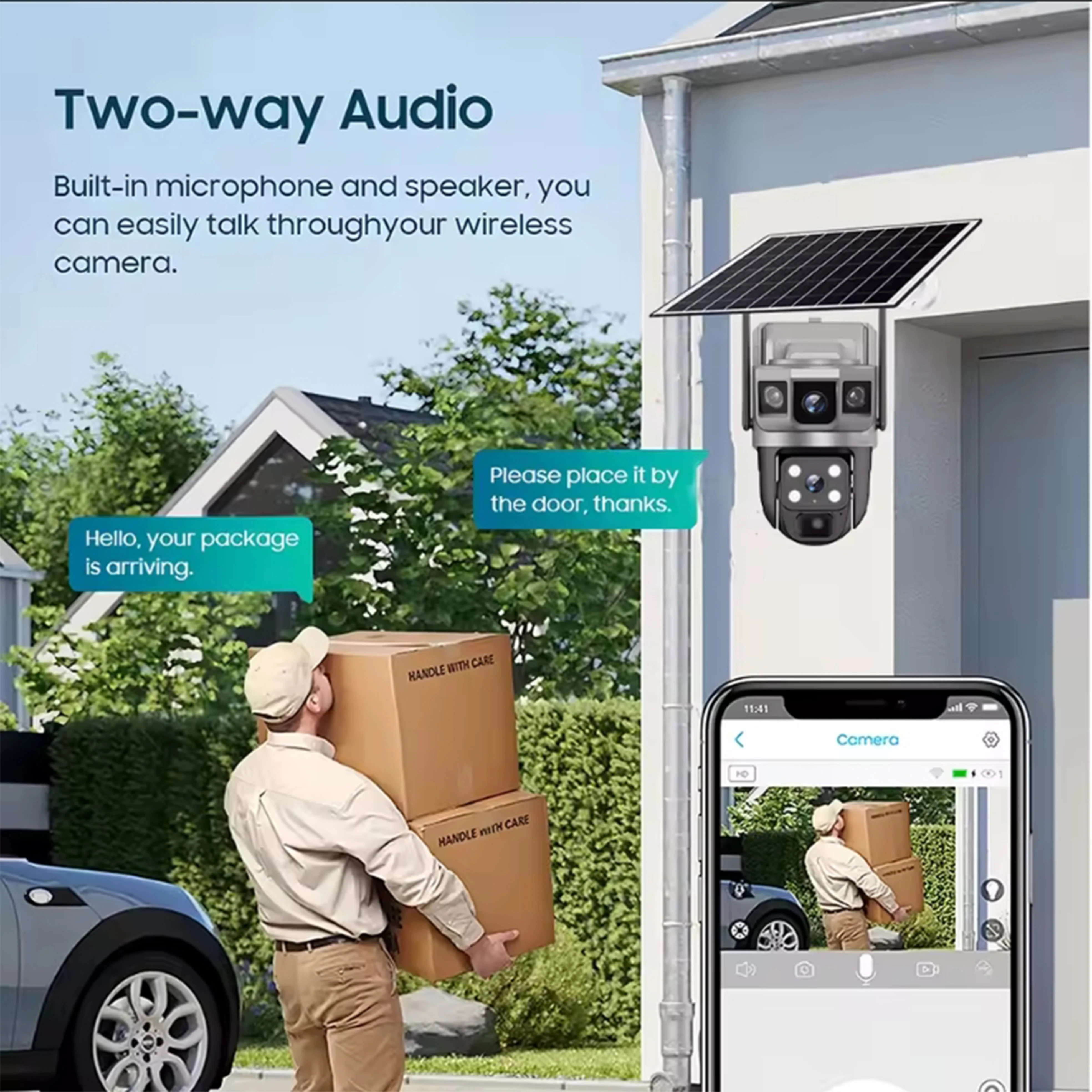 V380Pro Solar Camera 4G Sim Card Camera Triple Screen WiFi Network Security CCTV Built-in Battery PIR Night Vision HD PTZ Camera