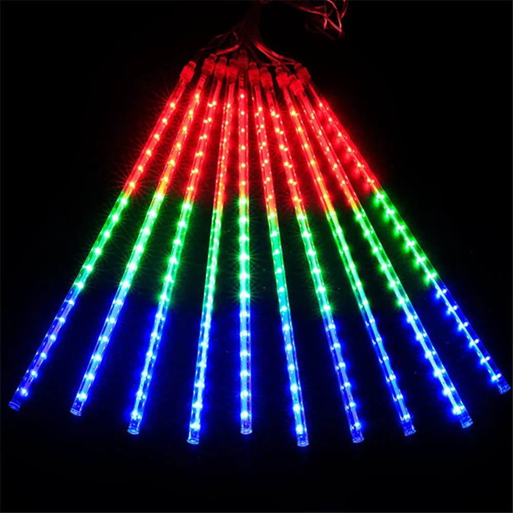Navidad 2025 Spina UE LED Pioggia di meteoriti Luci a pioggia Goccia di pioggia che cade Luce della stringa leggiadramente per la decorazione del patio delle feste
