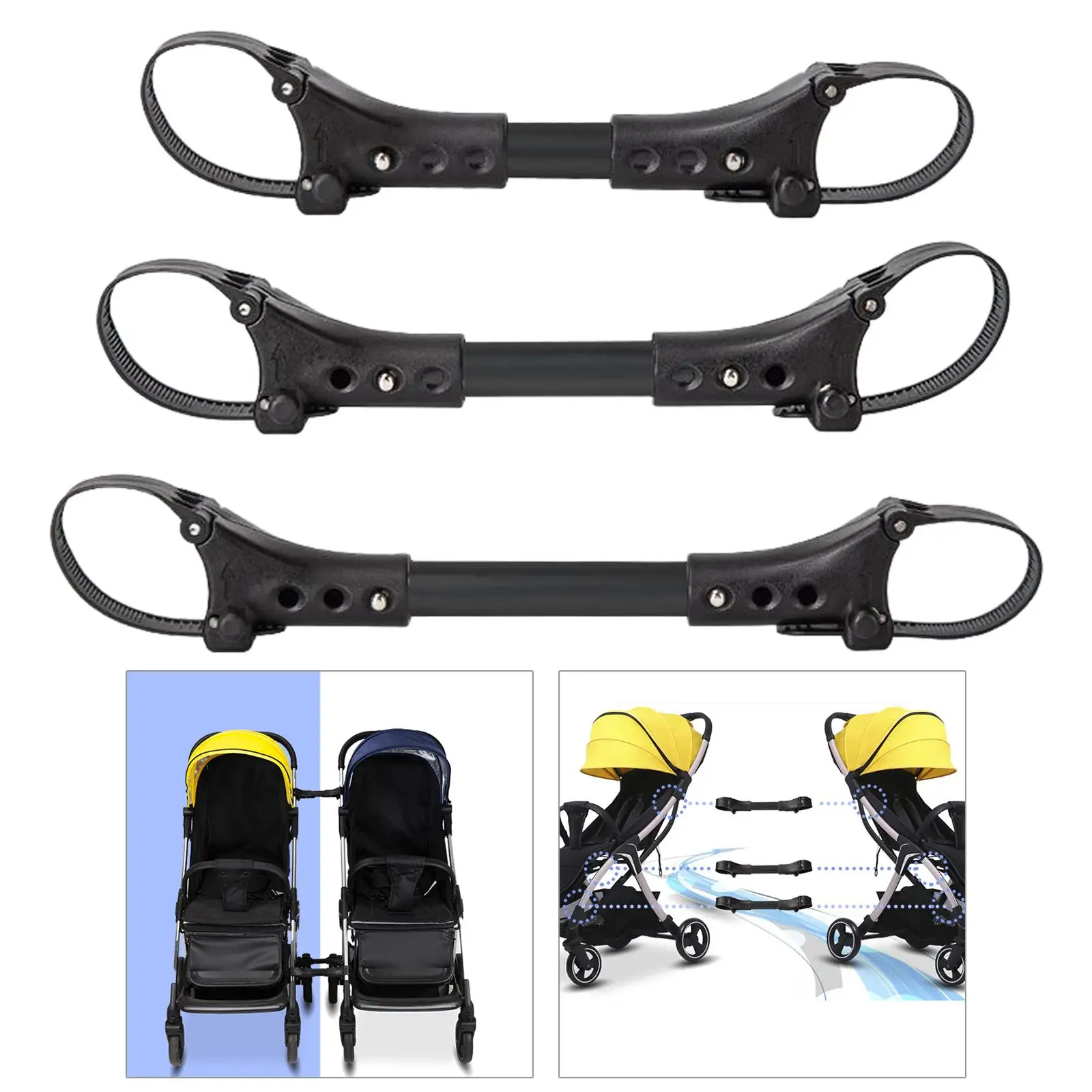 Conector de cochecito de bebé doble, juntas universales de lado a lado para carrito