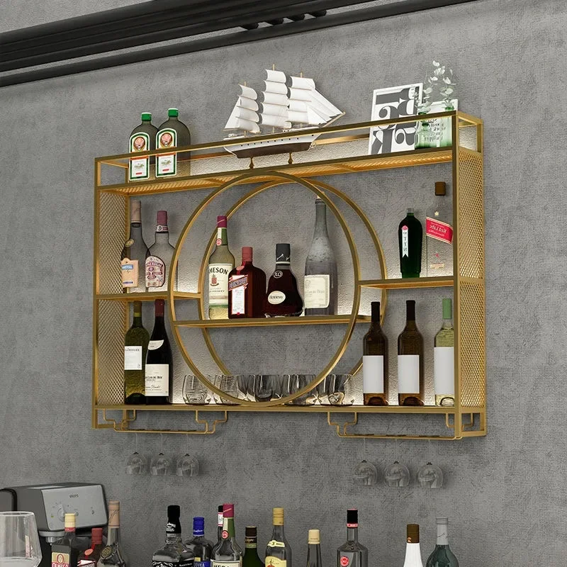 Wine Cabinet,Iron Wine Rack,Cabinet Wall Mounted in The Lobby,Wine Storage and Display Rack Bottle Bar Cabinet for Living Room