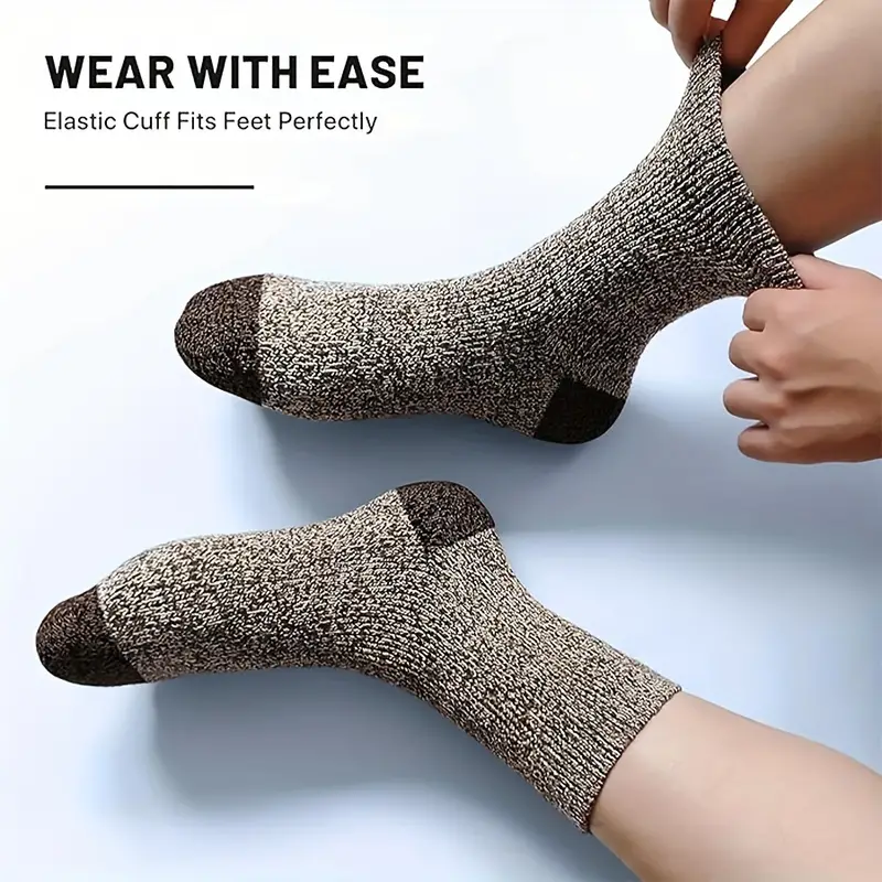 5 pares de calcetines de lana merina para hombres, calcetines de senderismo súper gruesos calcetines térmicos para clima frío