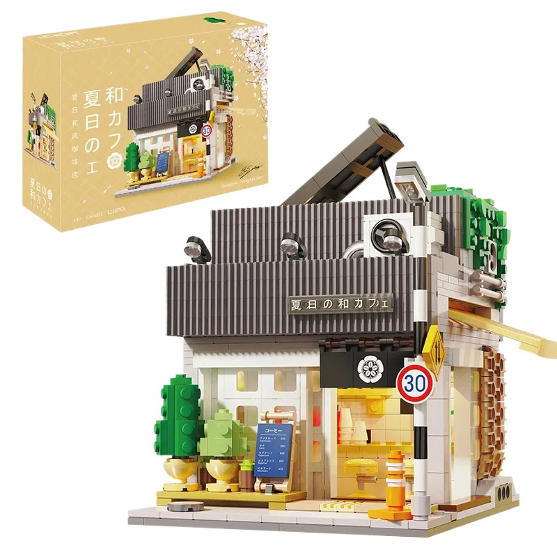 Japanse Street View Bouwstenen Theehuis Broodje Huis Cafe Winkel Architectuur Model Bakstenen Kinderen DIY Speelgoed Vakantiegeschenken