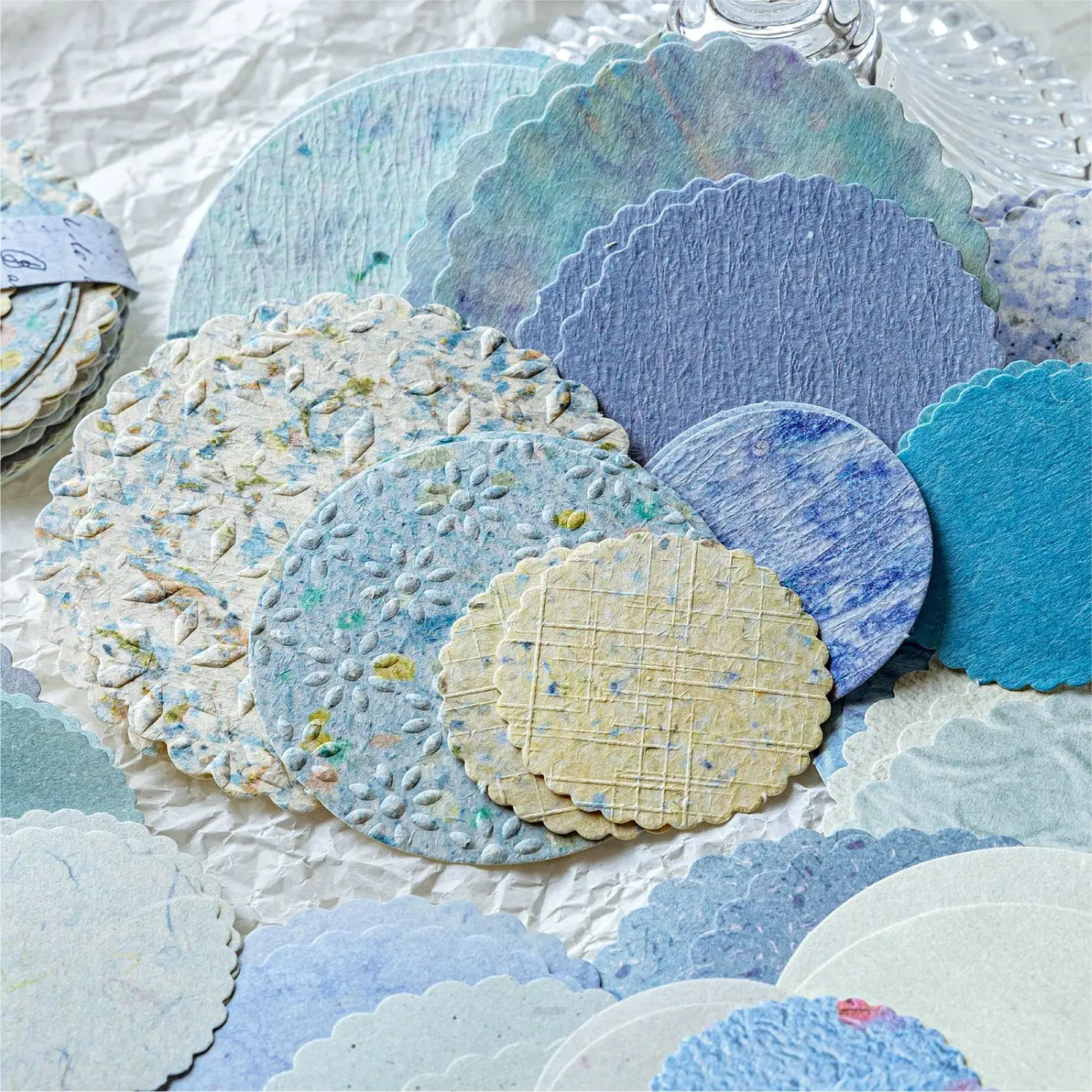 150pcs paper between round piece series letterpress round material paper handbook collage DIY photo frame phone case notebook