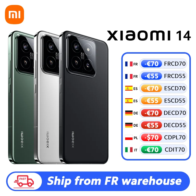 【Marke+】Globale Version Xiaomi 14 Snapdragon ®   8 Gen 3 Smartphone 1,5K 6,36" AMOLED-Display IP68 NFC 50MP Leica-Kamera