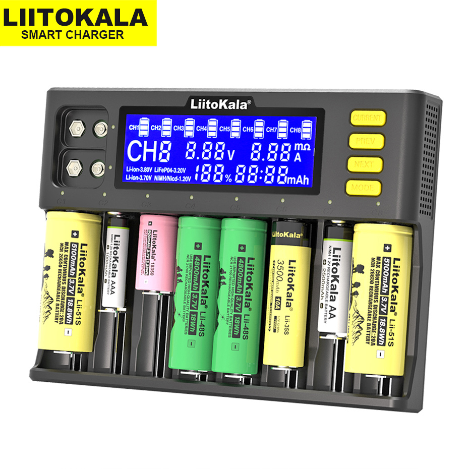 LiitoKala Lii-S8 Li-ion 3,7 V NiMH 1,2 V Li-FePO4 3,2 V IMR 3,8 V para 18650 26650 21700 26700 18350 16340 AA AAA cargador de batería