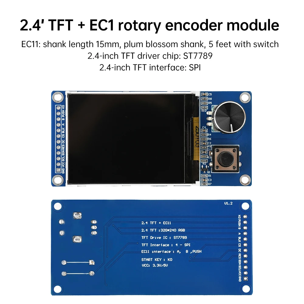 Pantalla TFT de 1,8 pulgadas y 2,4 pulgadas con módulo combinado de codificador rotatorio Ec11, interfaz SPI, Kit electrónico de pantalla LCD