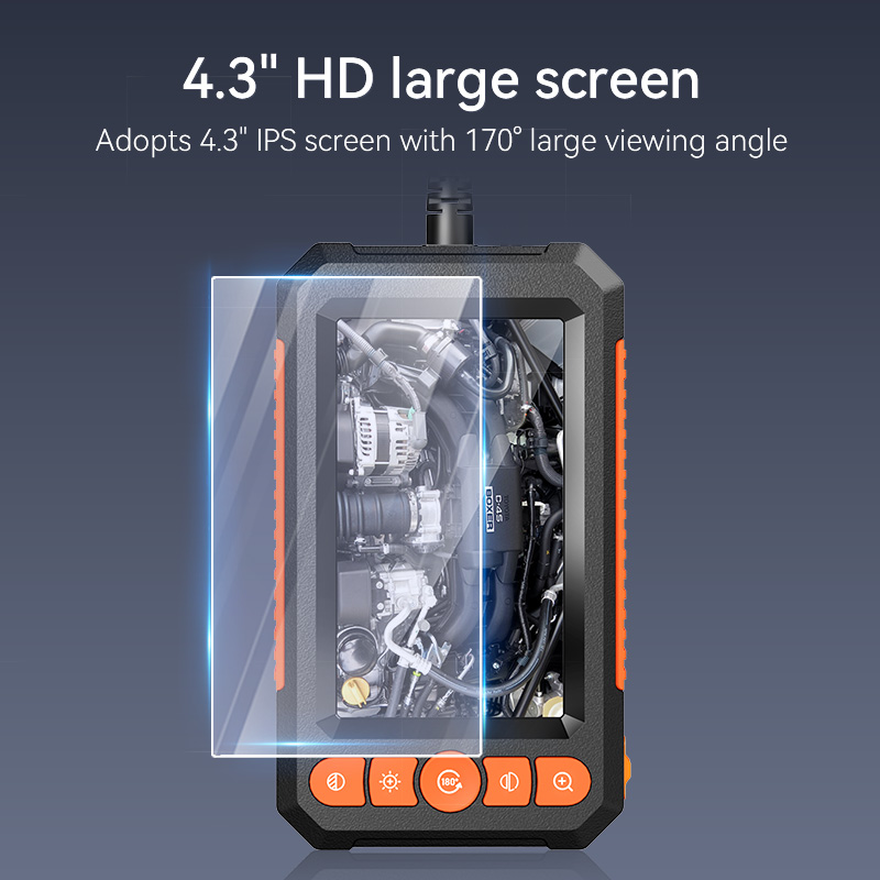 Caméra endoscopique industrielle à objectif simple et double 4.3 pouces, HD1080P, Endoscope d'inspection de voiture, étanche IP67, avec 8led durs