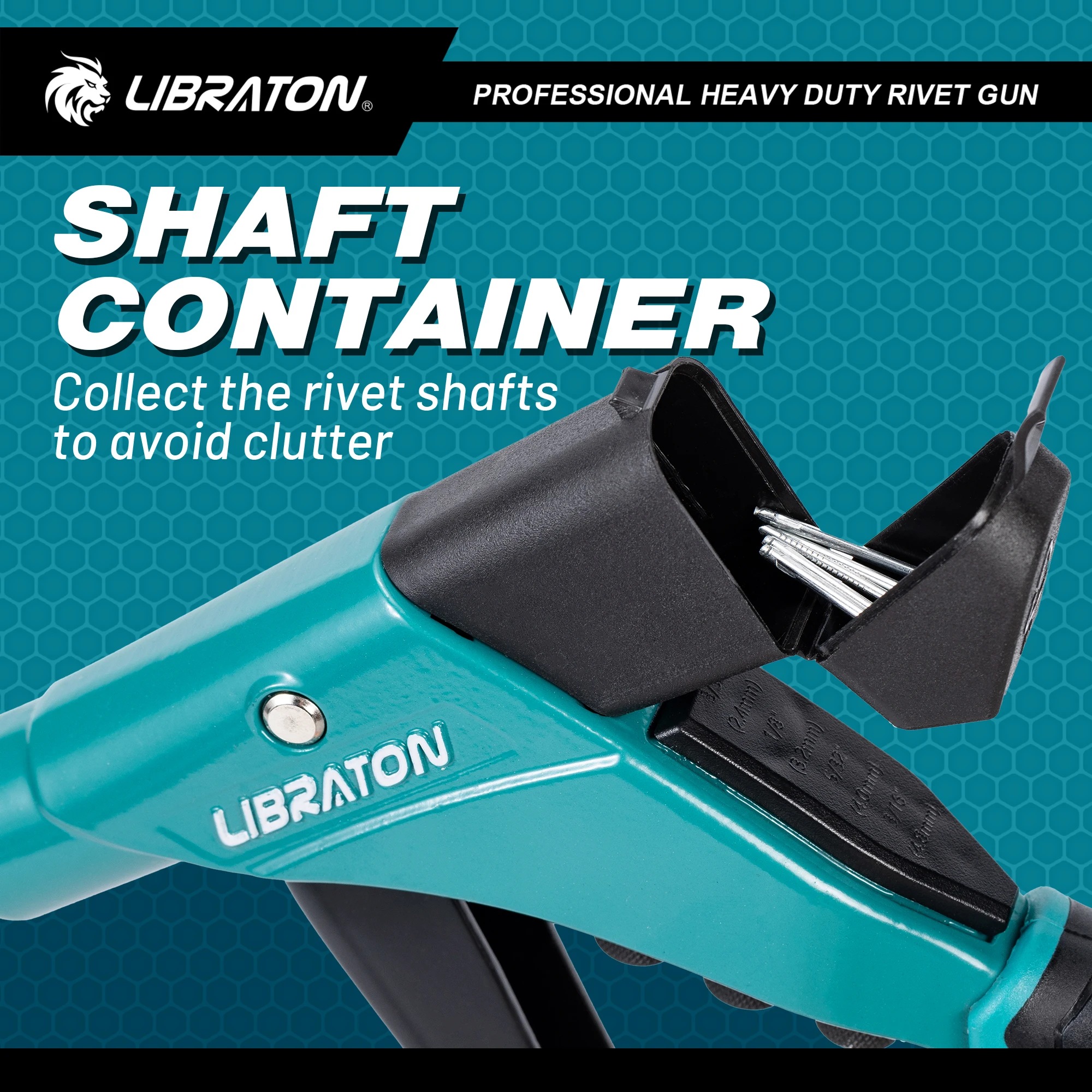 LIBRATON Heavy Duty Rivet Gun Kit, Professional One-Handed Pop Rivet Gun, Manual Riveting Tool for Metal, Wood and Plastic