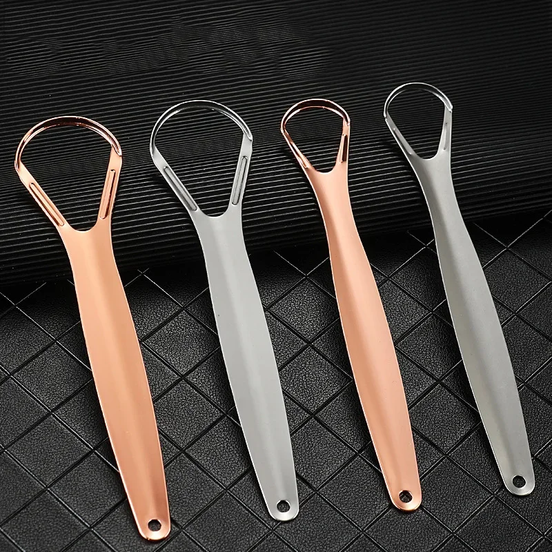 Limpiador raspador de lengua de acero inoxidable, limpieza de aliento fresco, cepillo de dientes recubierto, herramientas de cuidado de higiene bucal, 1 ud.