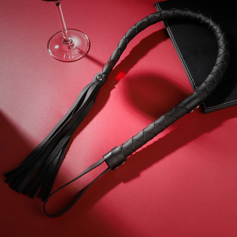 PU 가죽 승마 채찍, 포주 채찍, 경주 승마 작물 파티 Flogger, 손목 수갑, 퀸 블랙, 고품질