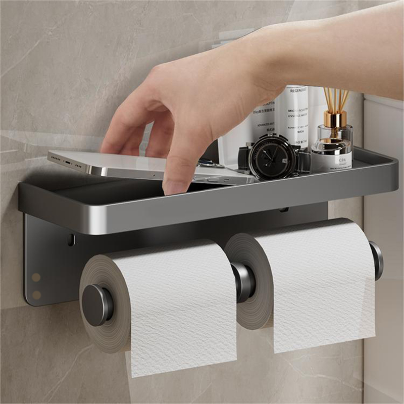 Toiletrolhouder Aan de muur gemonteerde aluminium toiletrolhouder Tissue Rack Badkamer Tissue Holder Badkameraccessoires