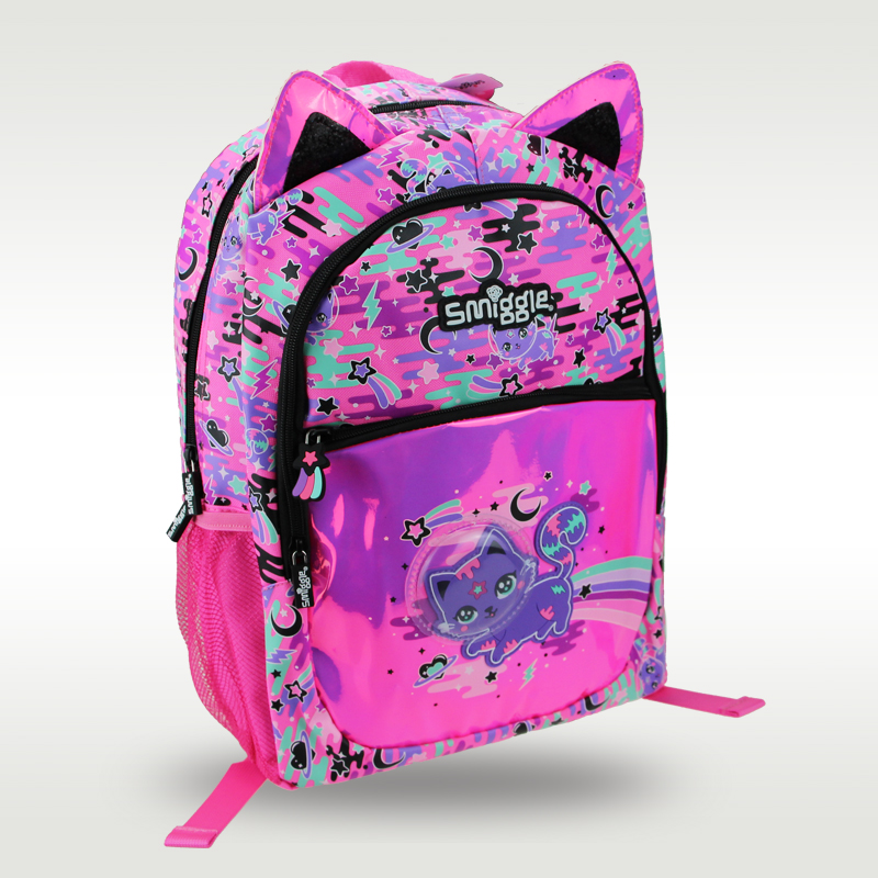 Smiggle-子供用バックパック,女の子用ランドセル,ショルダーストラップ付き,ローズレッド,猫,かわいい,16インチ,オリジナル,ベストセラー