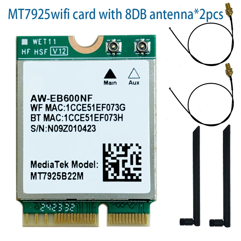 M2 MT7925 Wi-Fi 7 Lan-карта Bluetooth 5.3 Tri Band 2,4/5/6 ГГц 5400 Мбит/с Беспроводной адаптер M.2 NGFF для Win11/Lin WIFI 7