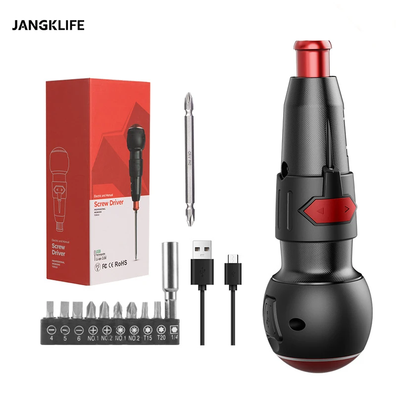 Shangklife recarregável chave de fenda elétrica sem fio mini ferramenta elétrica mudança rápida mandril tipo-c porta de carregamento para diy doméstico