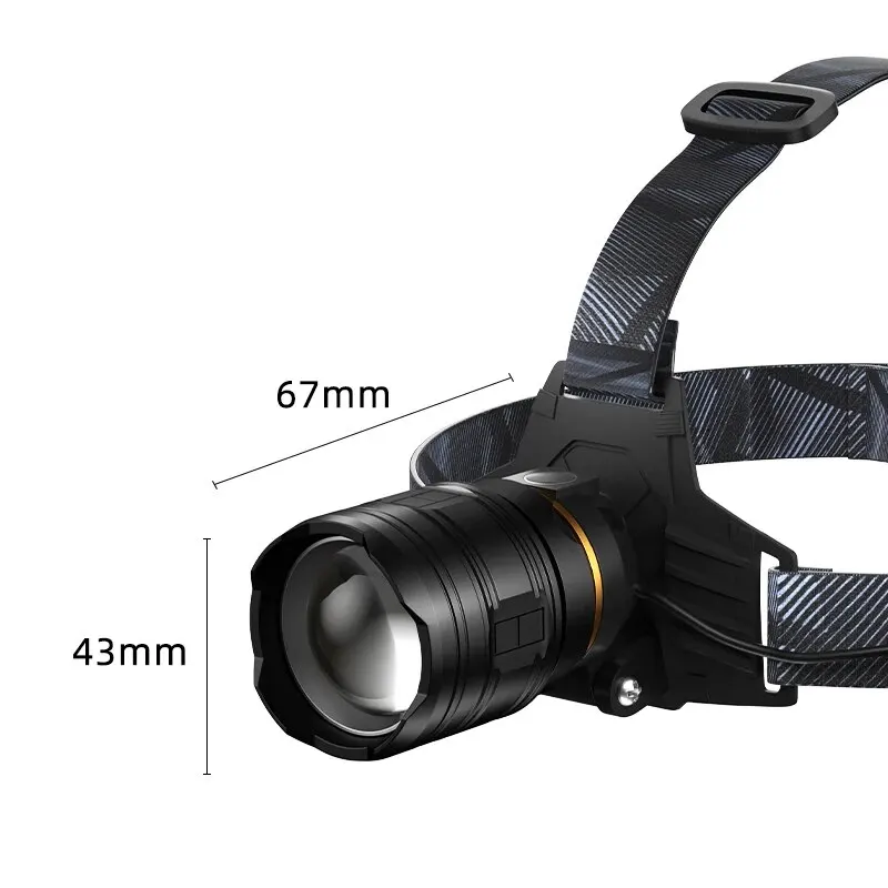 Poderoso farol com zoom XHP360 36 LED, farol recarregável 18650, lanterna brilhante ajustável para pesca, camping, caminhadas
